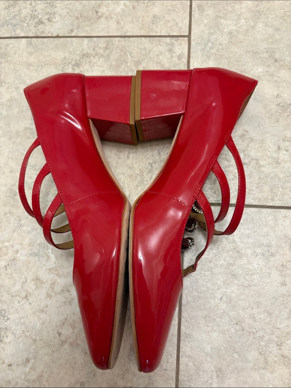 Reformation Red Patent Mary Jane Pumps - Picture 2 of 15